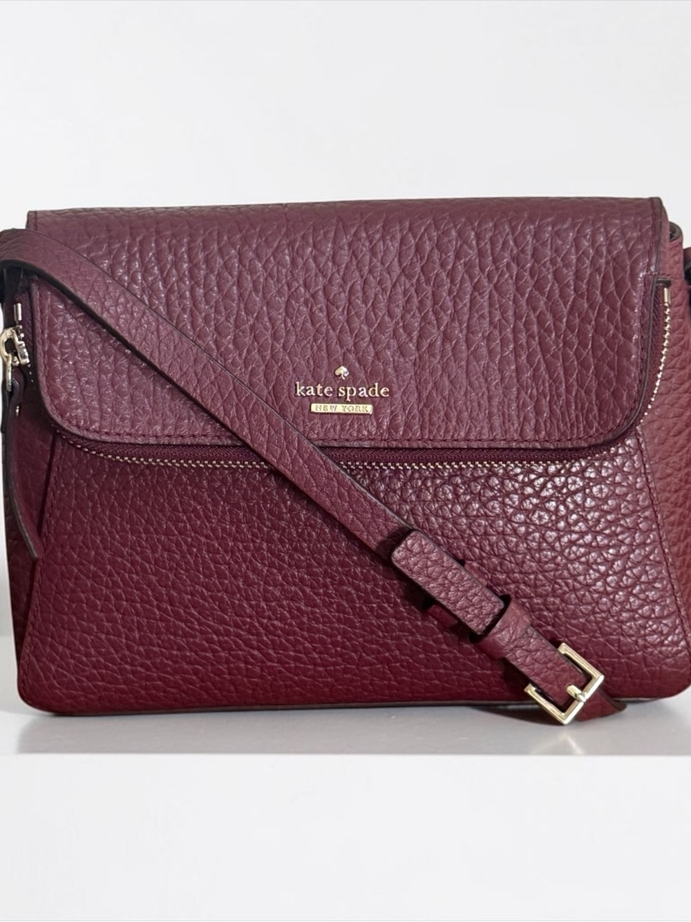 Authenticated Kate Spade Carter Berrin Burgundy Pebbled Leather Crossbody! EUC! - Picture 13 of 13